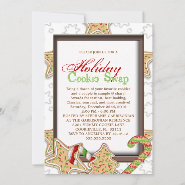 Christmas Cookie Swap Holiday Party Invitation (Front)