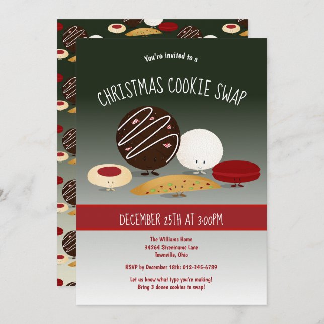 Christmas Cookie Swap Party Holiday Invitation (Front/Back)
