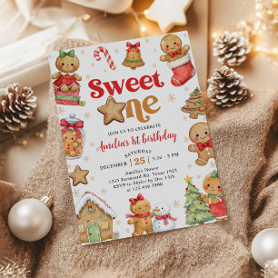 Christmas Cookie Sweet One 1st Birthday Party Invitation
