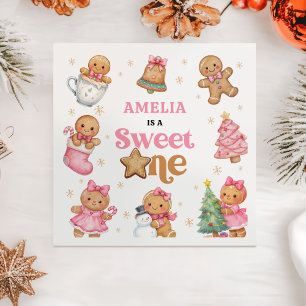 Christmas Cookie Sweet One 1st Birthday Party Napkin