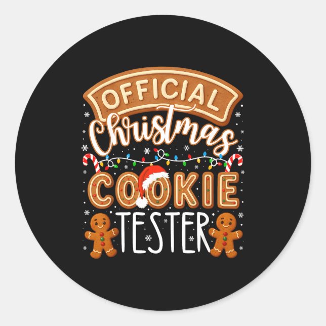 Christmas Cookie Tester Taster Funny Family Baking Classic Round Sticker (Front)