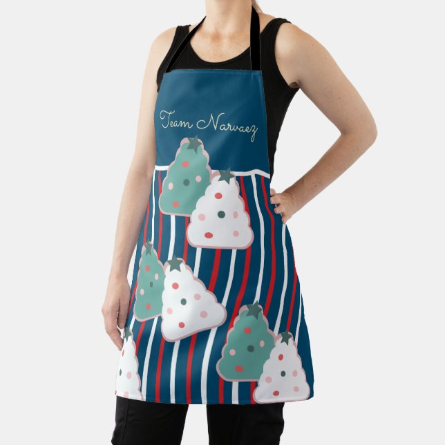 Christmas Cookie Tree Baking Team Name Peppermint  Apron (Insitu)