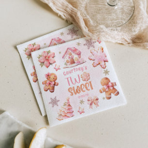 Christmas Cookie Two Sweet 2nd Birthday girl pink Napkin