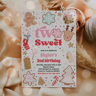 Christmas Cookie Two Sweet 2nd Birthday Party Invitation