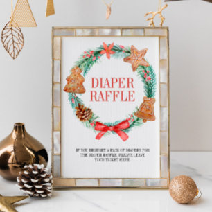 Christmas Cookie Wreath Baby Shower Diaper Raffle Poster