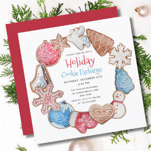 Christmas Cookie Wreath Holiday Cookie Exchange Invitation