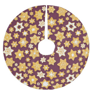 Christmas Cookie Wreath with Deep Plum Background Brushed Polyester Tree Skirt