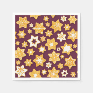 Christmas Cookie Wreath with Deep Plum Background Napkin