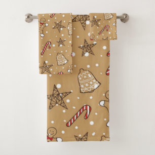 Christmas Cookies And Candy Canes Bath Towel Set