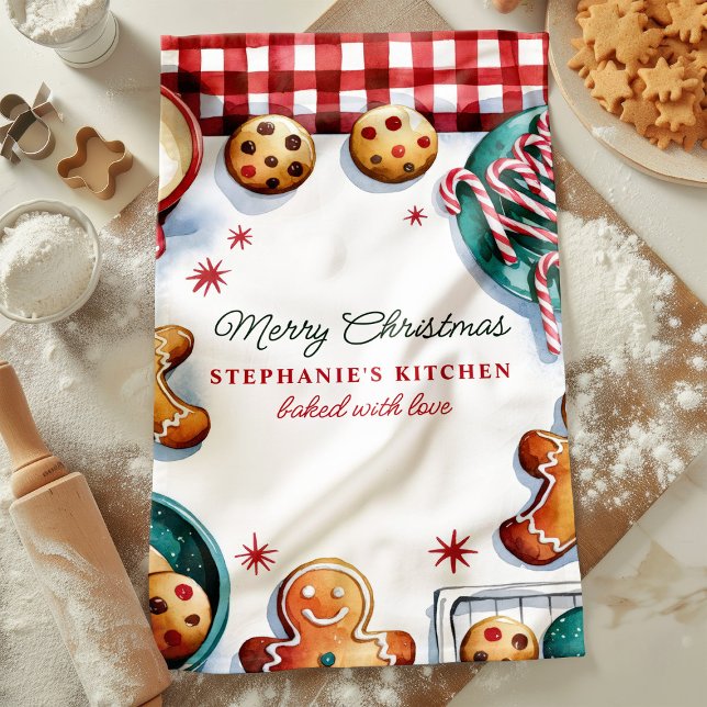Christmas Cookies and Candy Canes Personalised Tea Towel (Creator Uploaded)