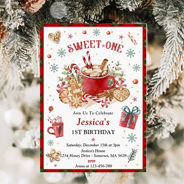  Christmas Cookies and Cocoa 1st Birthday Party Invitation (Creator Uploaded)