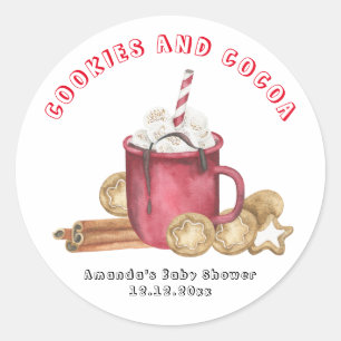 Christmas cookies and cocoa baby shower classic round sticker