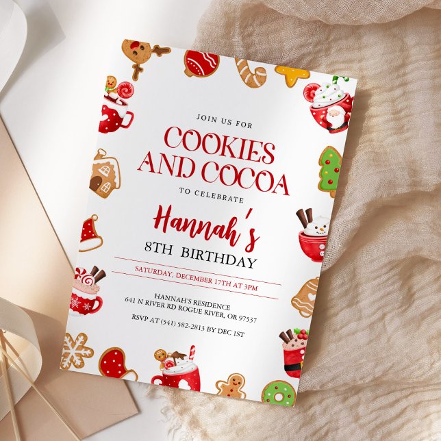 Christmas Cookies and Cocoa Birthday Invitation (Creator Uploaded)