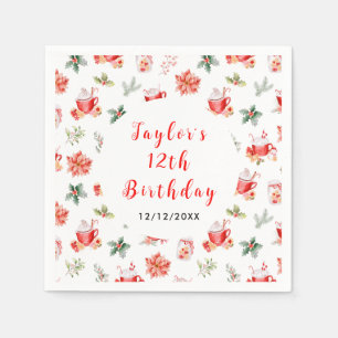 Christmas Cookies and Cocoa Birthday Party Red Napkin