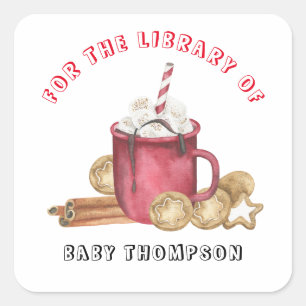 Christmas cookies and cocoa FOR THE LIBRARY OF Square Sticker