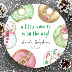 Christmas cookies and doughnuts baby shower classic round sticker