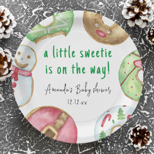 Christmas cookies and doughnuts baby shower paper plate