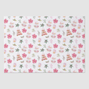 Christmas Cookies and Foliage Pink Tissue Paper