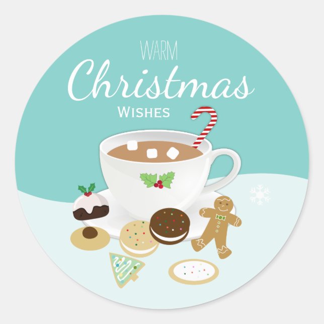 Christmas cookies and hot chocolate coffee holiday classic round sticker (Front)