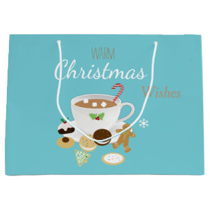Christmas cookies and hot chocolate holiday large gift bag
