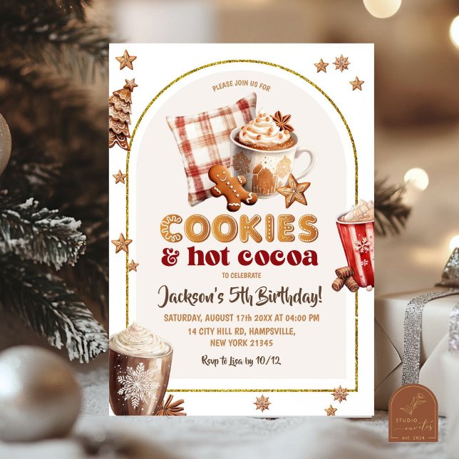 Christmas Cookies and Hot Cocoa Boys Birthday Invitation (Creator Uploaded)