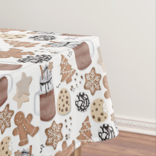 Christmas Cookies and Hot Cocoa Holiday Baking Tablecloth