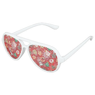 Christmas Cookies and Snowflakes on Red Aviator Sunglasses