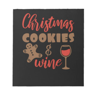 Christmas cookies and wine notepad