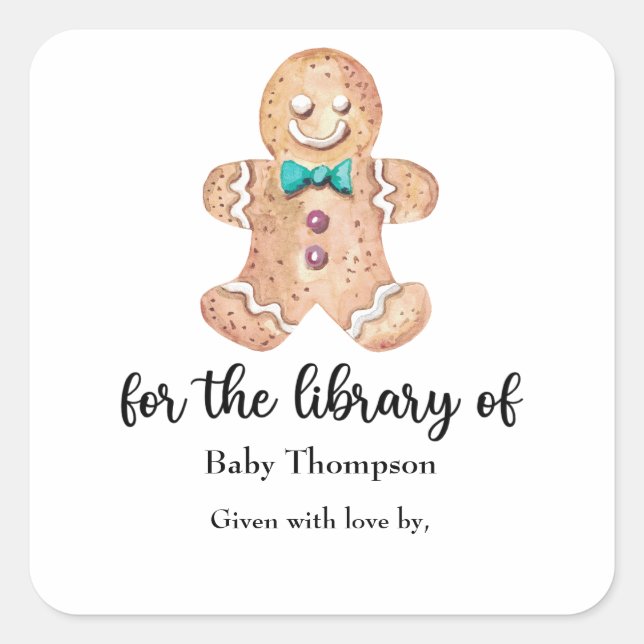 Christmas cookies - baby shower bookplate square sticker (Front)