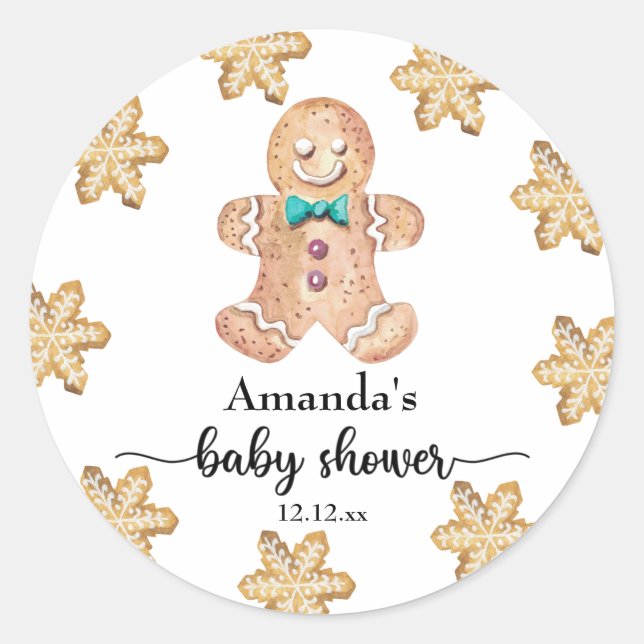 Christmas cookies baby shower classic round sticker (Front)