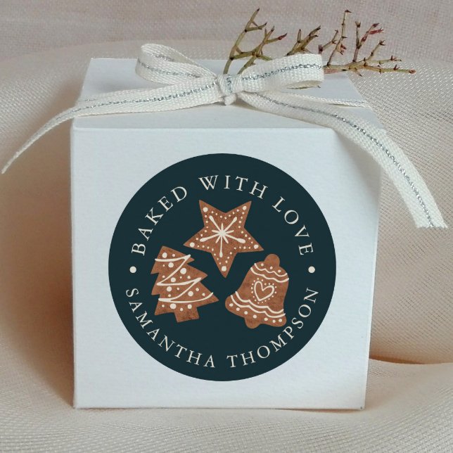 Christmas Cookies Baked with Love Classic Round Sticker (Creator Uploaded)