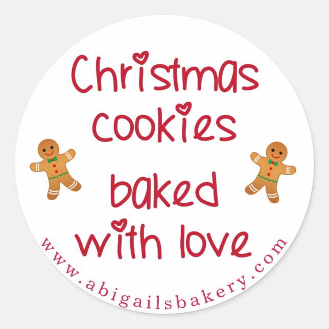 Christmas Cookies Baked with Love Gingerbread Men Classic Round Sticker (Front)