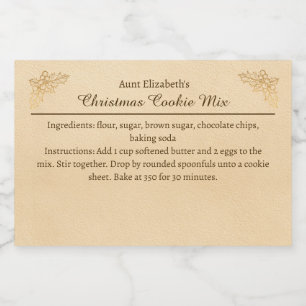 Christmas Cookies Baking Mix Holly Personalised  Food Label