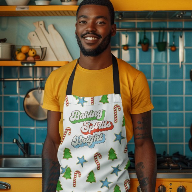 Christmas Cookies Baking Spirits Bright  Apron (Baking Spirits Bright Cute Christmas Cookies Apron.)
