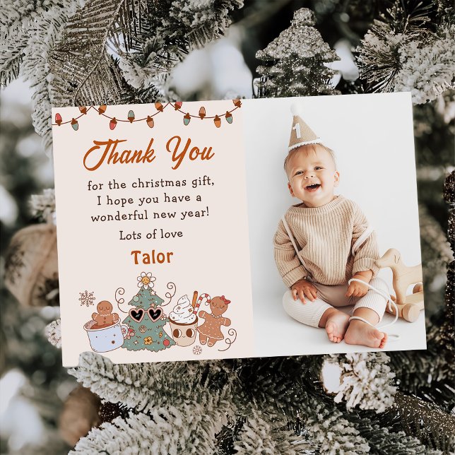  Christmas Cookies Birthday Photo Thank You Card (Creator Uploaded)