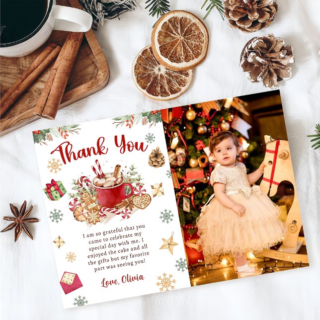 Christmas Cookies Birthday Photo Thank You Card (Creator Uploaded)