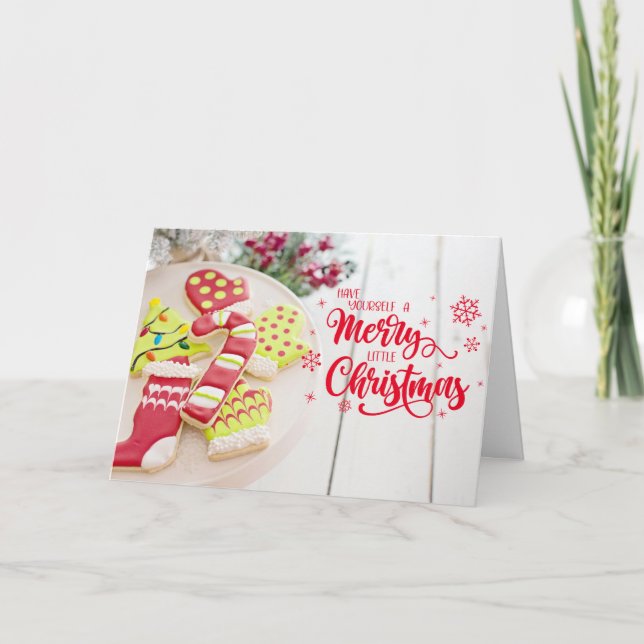 Christmas Cookies Cane and Warm Wishes  Holiday Ca Card (Front)