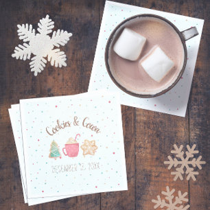 Christmas Cookies+Cocoa Holiday Cookie Swap Blue Napkin