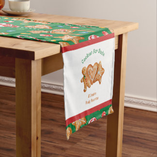 Christmas Cookies for Santa Green Short Table Runner
