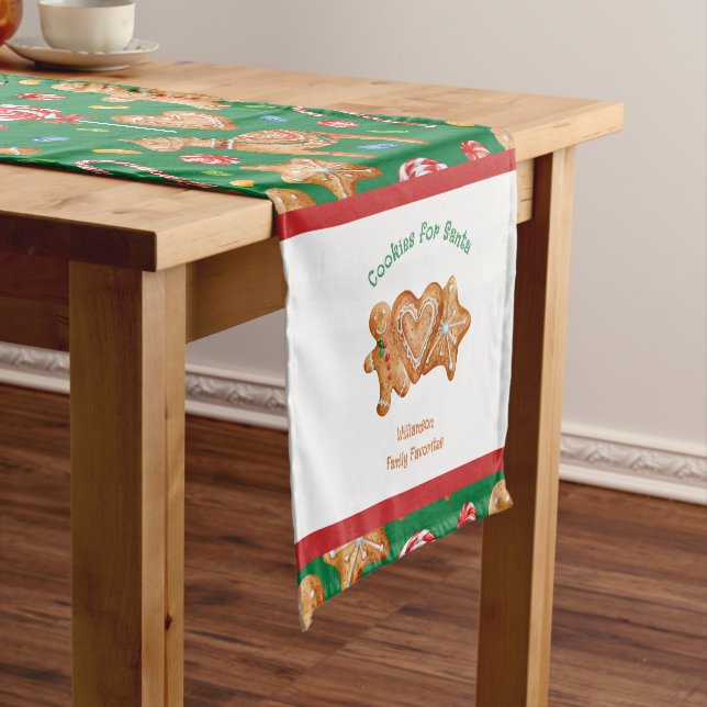 Christmas Cookies for Santa Green  Short Table Runner (In Situ)