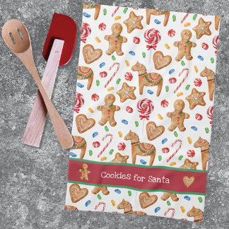 Christmas Cookies for Santa White Tea Towel