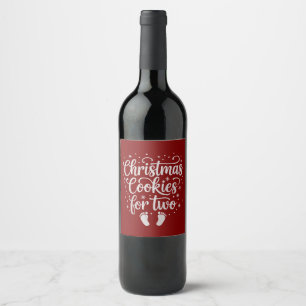 Christmas Cookies For Two Maternity Pregnancy Xmas Wine Label