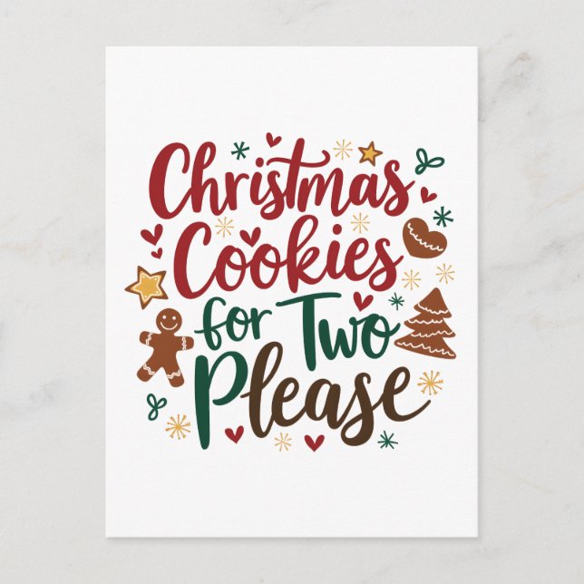 Christmas Cookies For Two Please Pregnancy  Xmas   Announcement Postcard (Front)