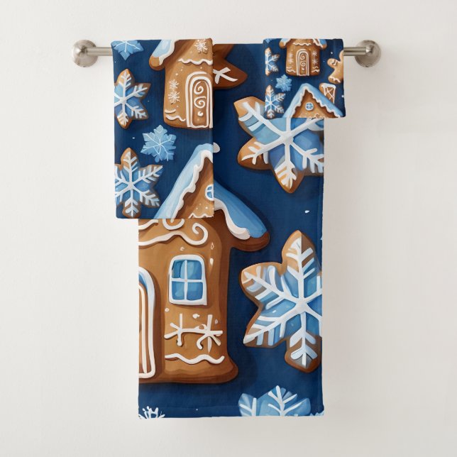 Christmas cookies ginger breadman Winter holiday   Bath Towel Set (Insitu)