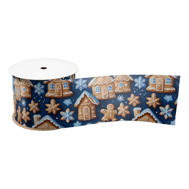 Christmas cookies ginger breadman Winter holiday  Satin Ribbon (Spool)