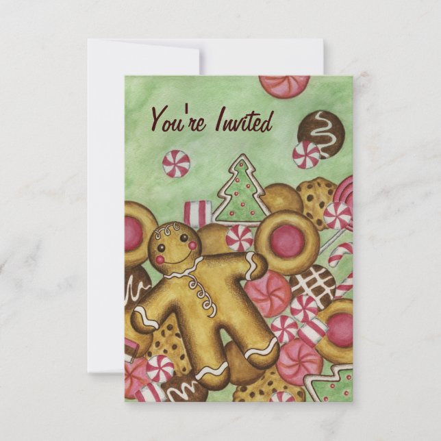 Christmas Cookies Gingerbread Invitations (Front)