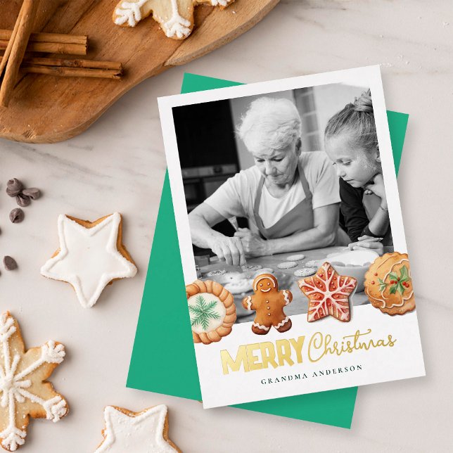 Christmas Cookies Green Holiday Baking Photo Card (Creator Uploaded)