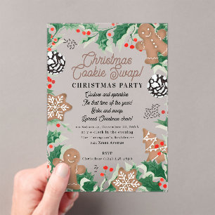 Christmas Cookies Holiday Baking Cookie Swap Acrylic Invitations