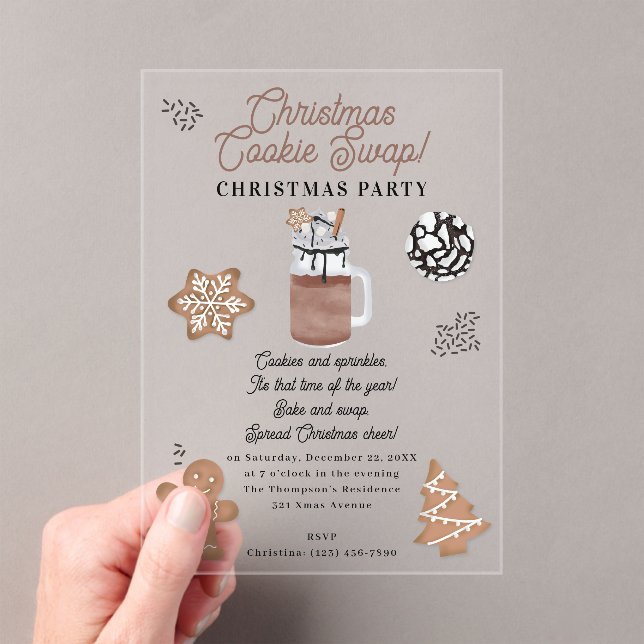 Christmas Cookies Holiday Baking Cookie Swap Acrylic Invitations (Insitu (Handheld))