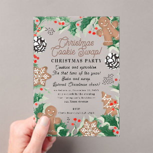 Christmas Cookies Holiday Baking Cookie Swap Acrylic Invitations